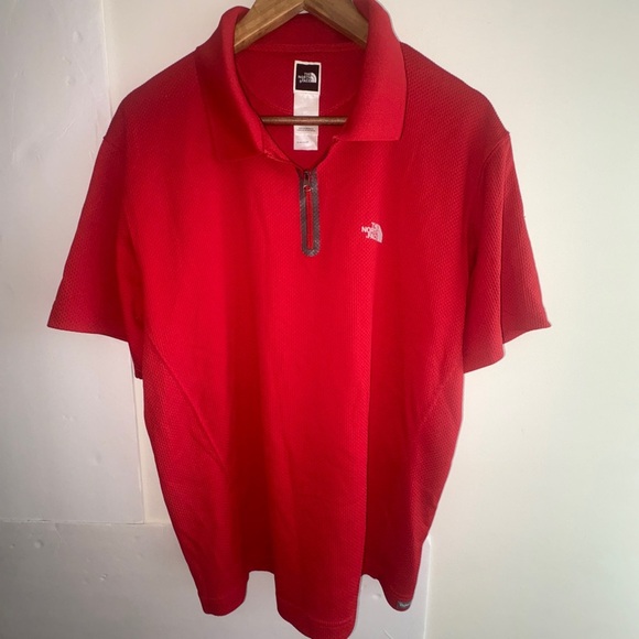 The North Face Mens Vapor Wick Red Short Sleeve Tennis Tail Polo Shirt Size L - Picture 2 of 9